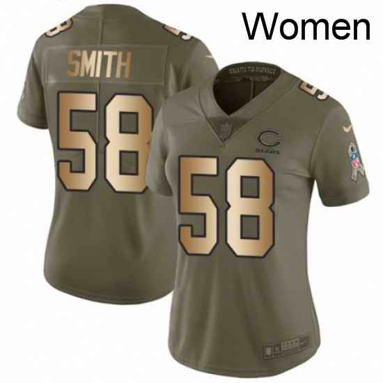Womens Nike Chicago Bears 58 Roquan Smith Limited Olive Gold 2017 Salute to Service NFL Jersey